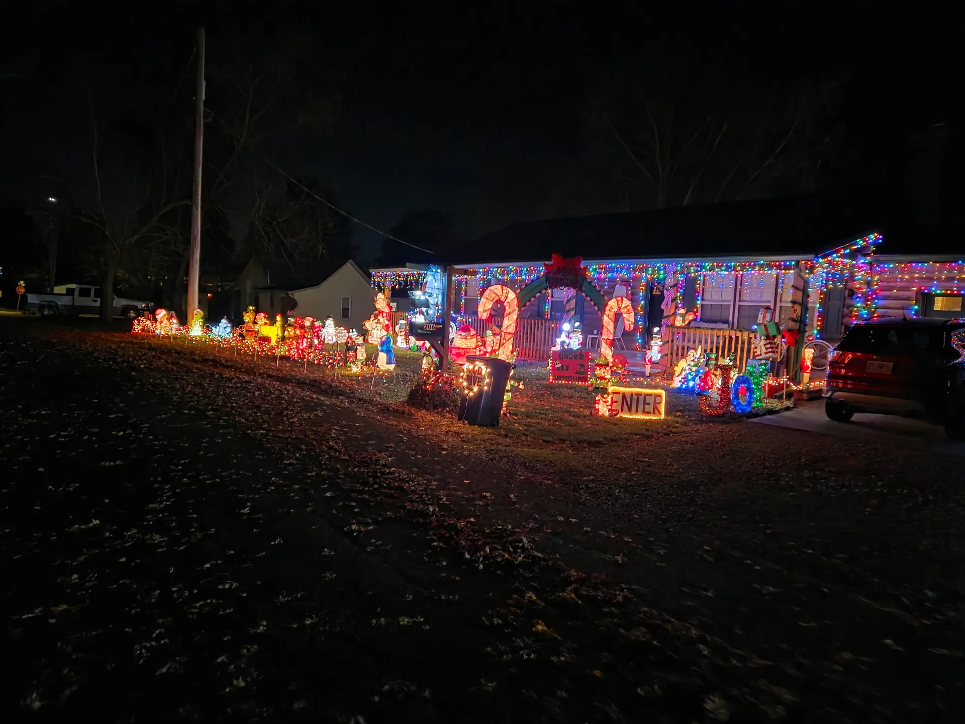 Lathrop 2025 display - wide view with yard decorations